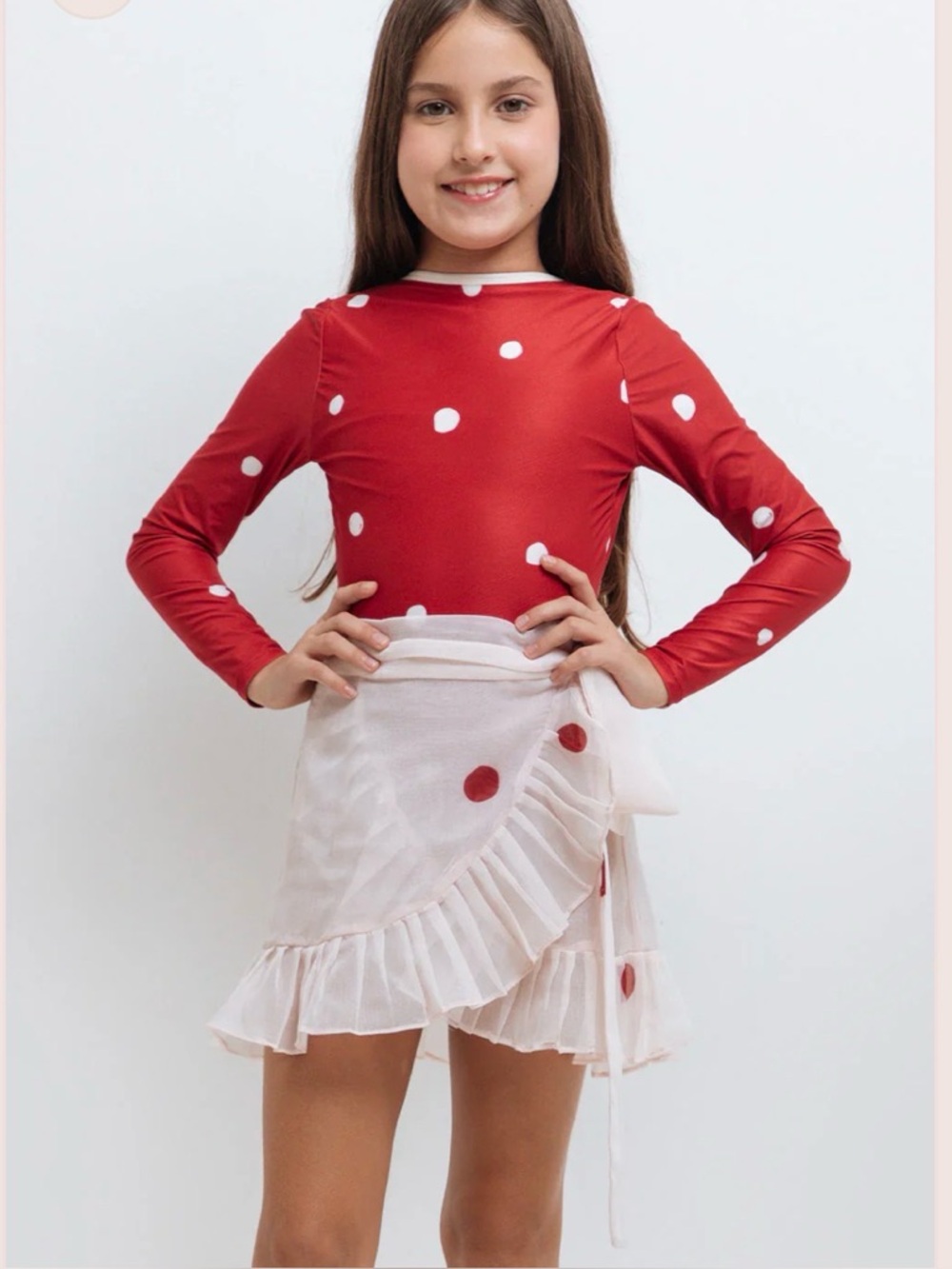 Mar De Lua Polka Dot Sheer Ruffle Wrap Skirt Sz 8 Resortwear Beach Cover Up